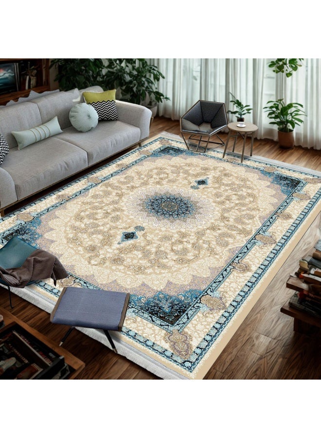 SMART HOME Large padded floor mat with a soft velvet surface and non-slip backing - Living room rug - Majlis rug - Lounge rug - Luxurious decorative rug - Elegant rug with modern patterns for living rooms and majlis - Size 350x250 cm - Suitable for everyday use and entertaining - Image 2